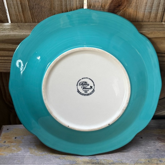 Set of 2 Pioneer Woman Hyacinth Teal Blue Stoneware Dinner Plates 10 1/2” - Picture 5 of 8